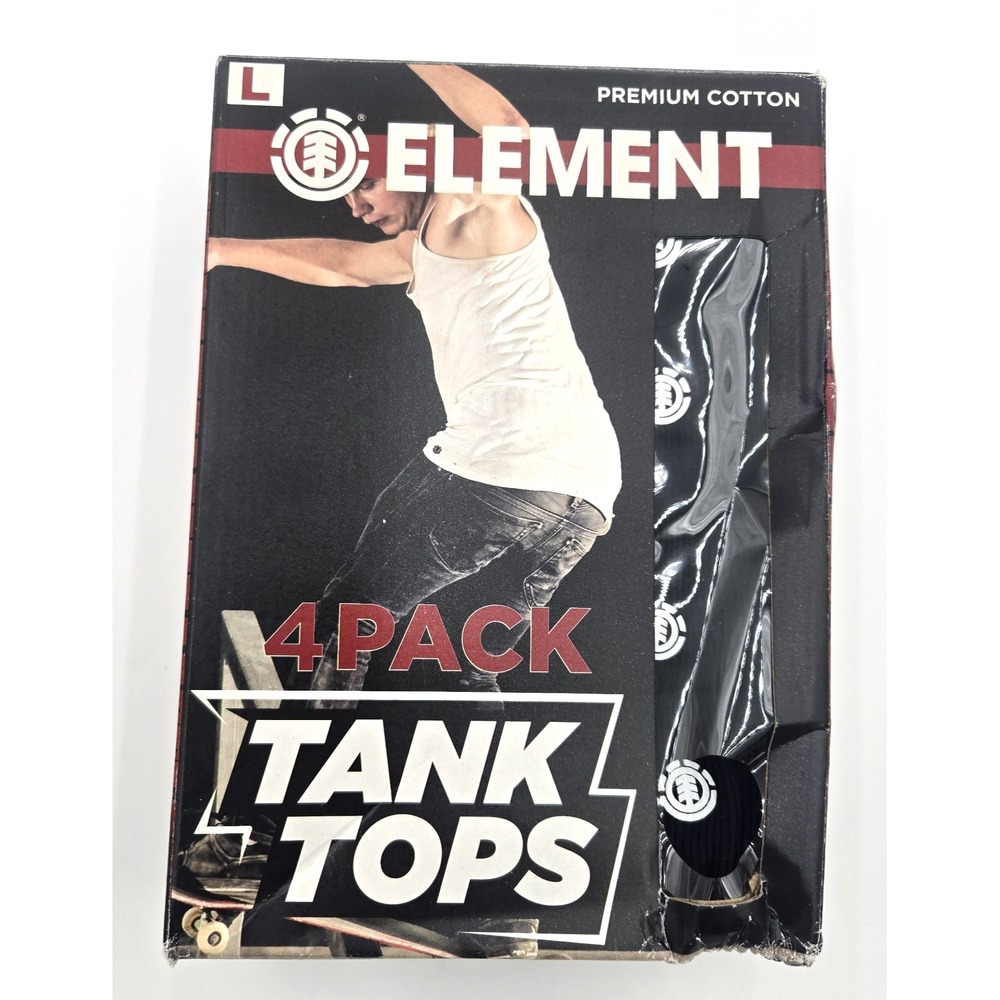 Element 4 Pack Skateboards Tank Top Black‎ Large Cotton (New)